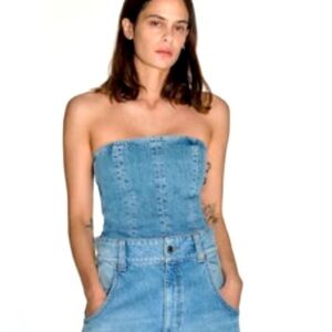 Zara limited edition Denim bustier crop top